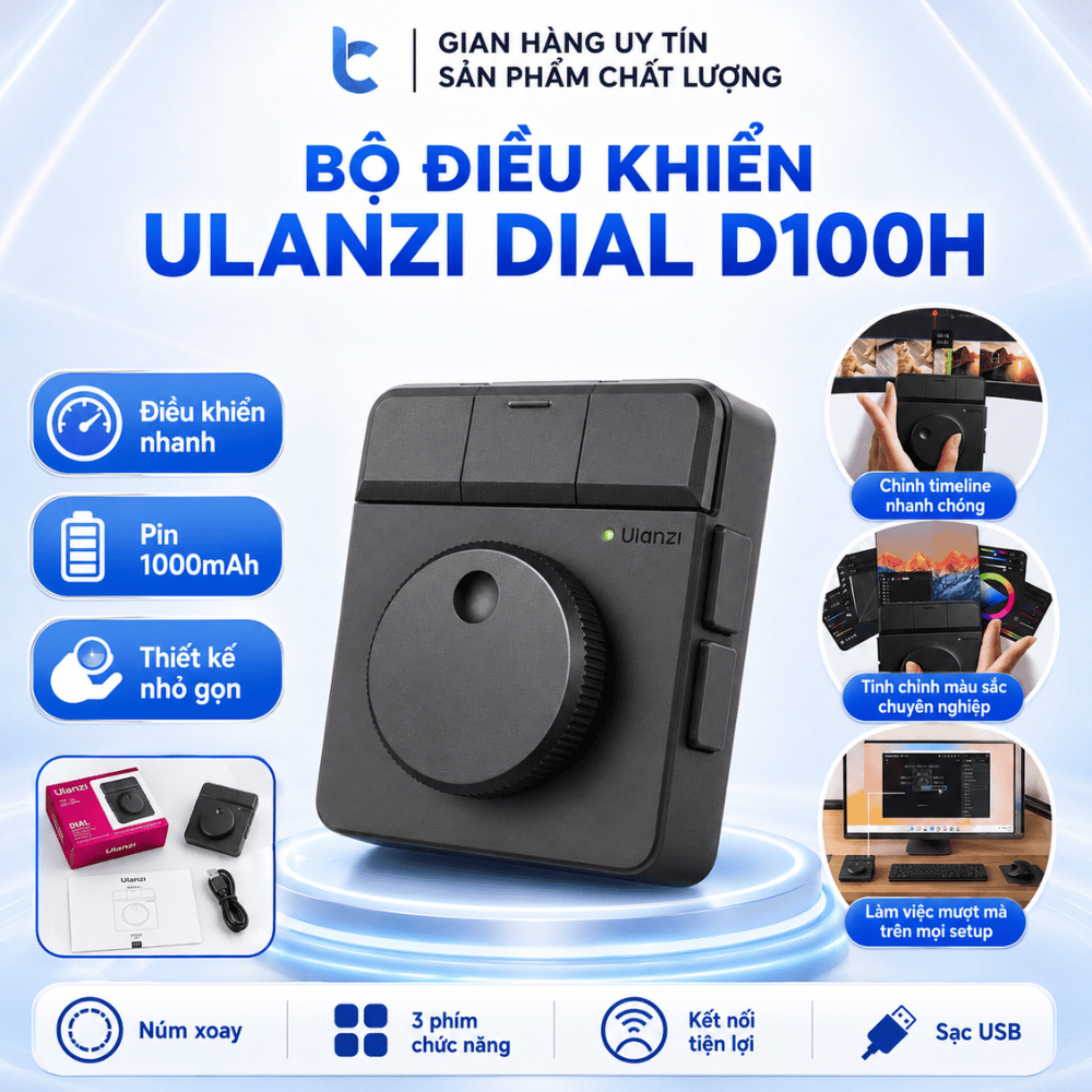 Bộ Điều Khiển Ulanzi Dial D100H Cho Creator, Edit Video, Chỉnh Ảnh
