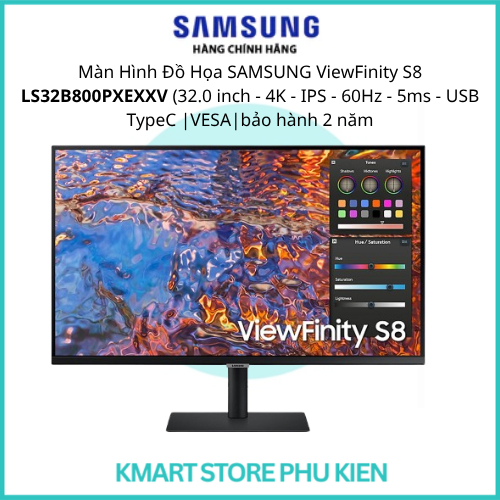 Màn Hình Đồ Họa SAMSUNG ViewFinity S8 LS32B800PXEXXV (32.0 inch - 4K - IPS - 60Hz - 5ms - USB TypeC 
