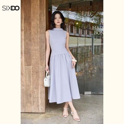 Đầm midi sát nách tím nhạt dáng xòe SIXDO (Light Purple Woven Flared Dress)