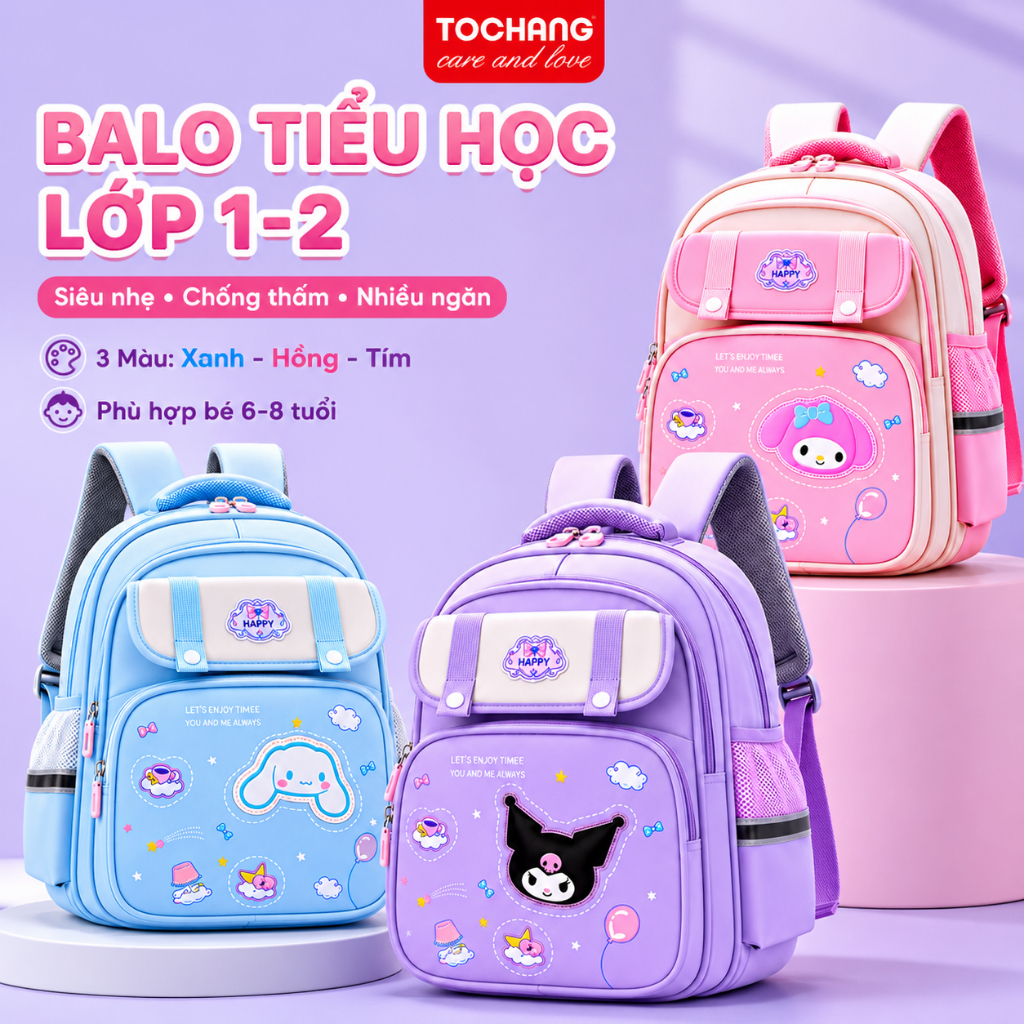 Balo tiền tiểu học balo tiểu học siêu nhẹ balo lớp 1 phù hợp cho bé nhỏ người 17-20kg đi học Tochang