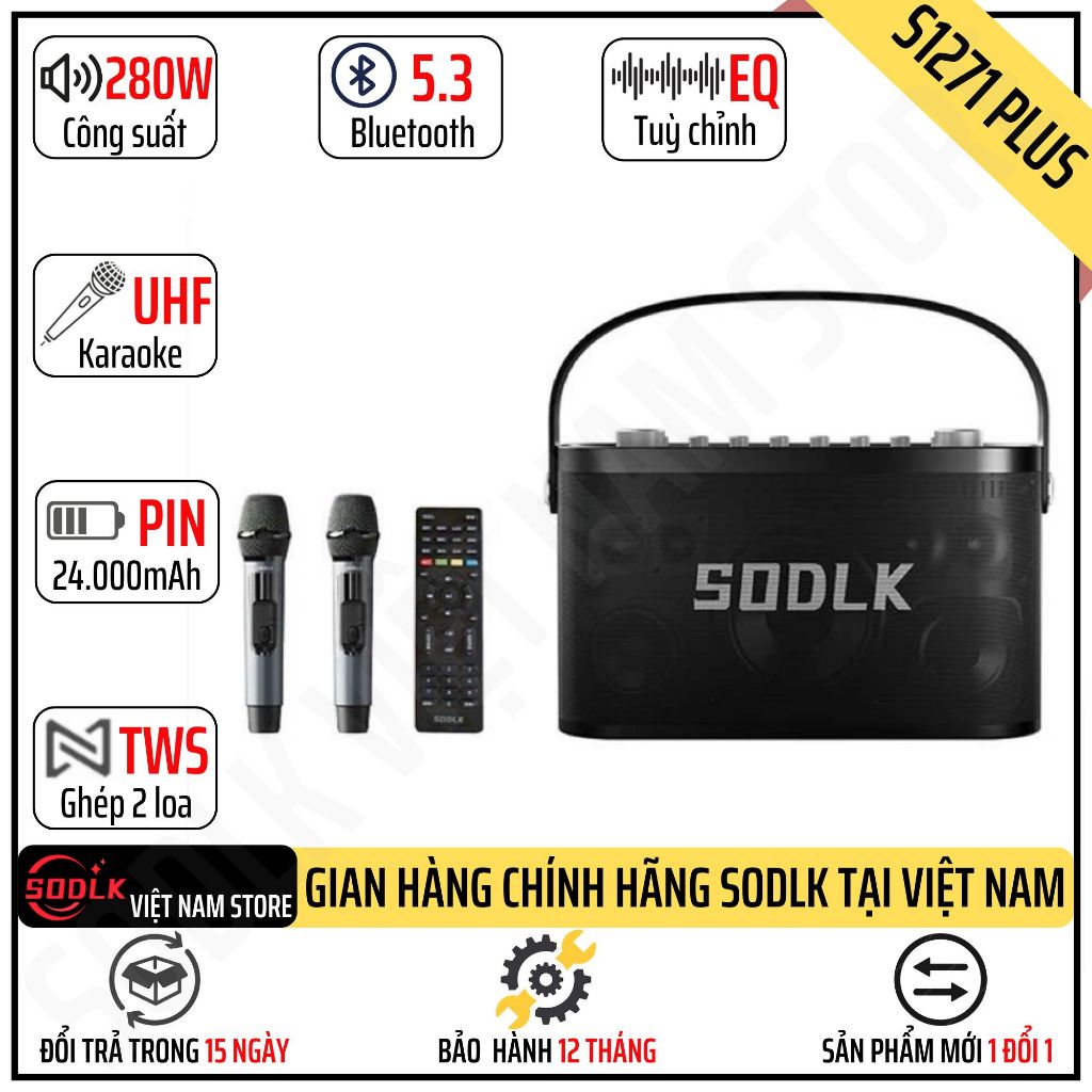 Loa Karaoke Di Động SODLK S1271 Plus Công Suất 280W DSP Siêu Trầm Led RGB Bản Cập Nhật Của SODLK S13