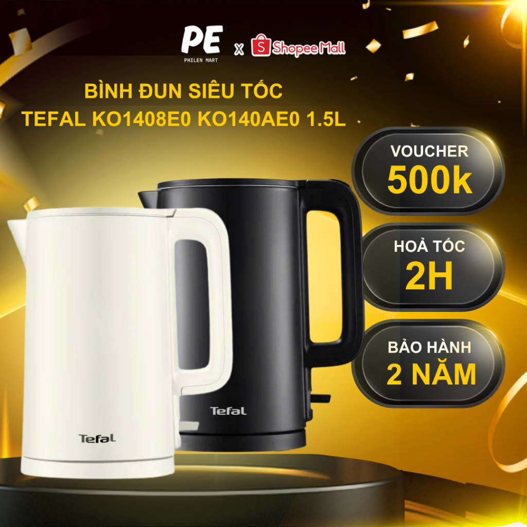 Bình Đun Siêu Tốc Tefal KO1408E0 KO140AE0 | 1.5L - 1500W | Hàng Chính Hãng, Bảo Hành 2 Năm