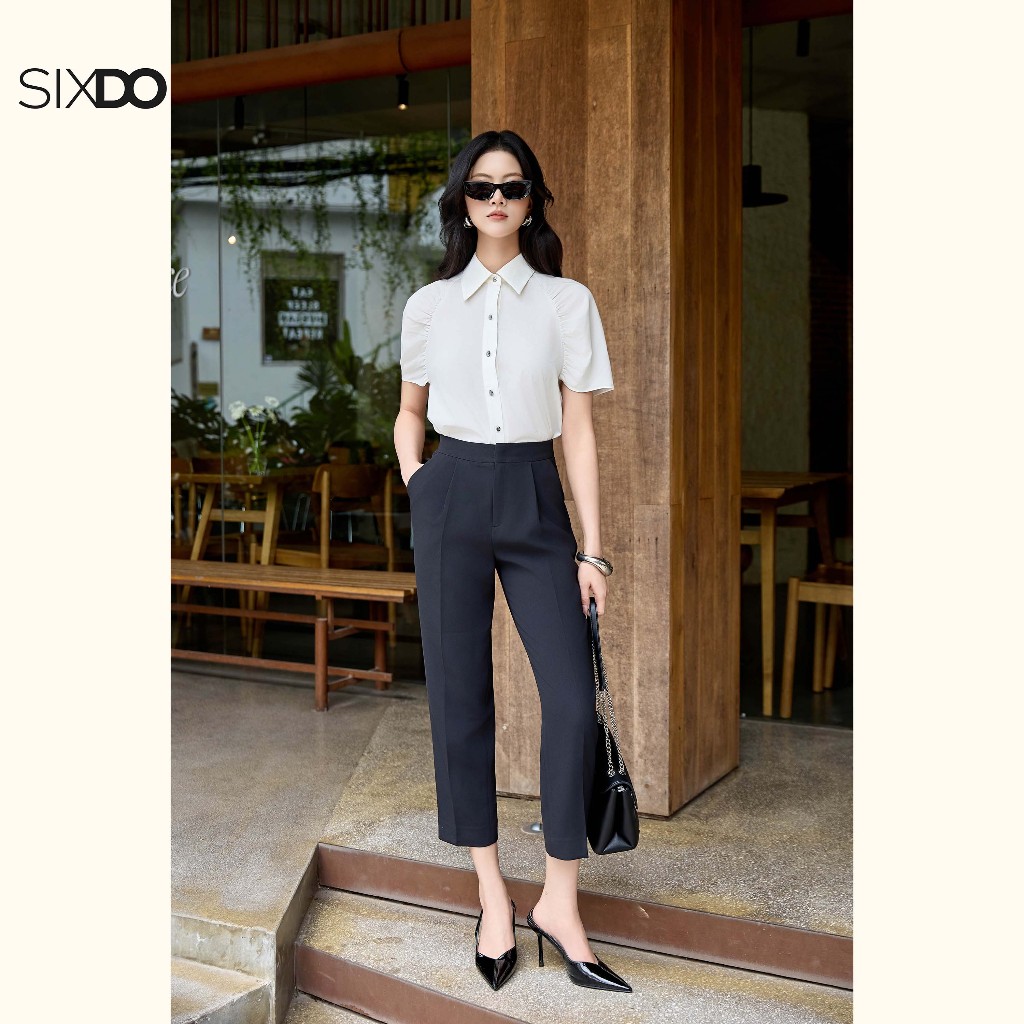 Quần công sở nữ dáng baggy đen SIXDO (Black Woven Baggy Pants)