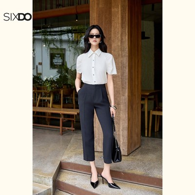 Quần công sở nữ dáng baggy đen SIXDO (Black Woven Baggy Pants)