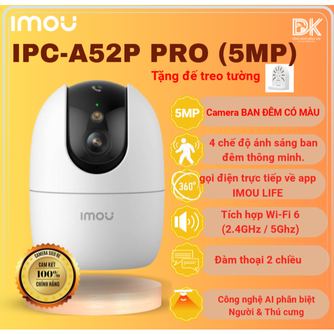 Camera IMOU wifi trong nhà a32p pro / a52p pro / A32EP xoay 360 độ đàm thoại 2 chiều, còi hú báo độn