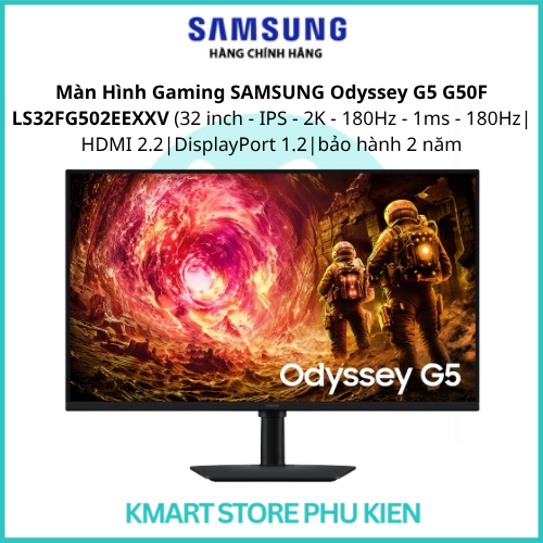 Màn Hình Gaming SAMSUNG Odyssey G5 G50F LS32FG502EEXXV (32 inch - IPS - 2K - 180Hz - 1ms - 180Hz| HD