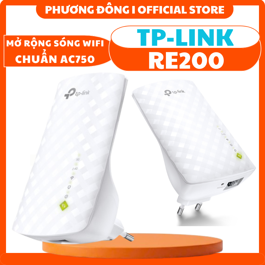 BỘ MỞ RỘNG SỐNG WIFI TP-LINK RE200 CHUẨN AC750 - BẬT TẮT KHÔNG DÂY, HỖ TRỢ HAI BĂNG TẦN, KIỂM SOÁT T