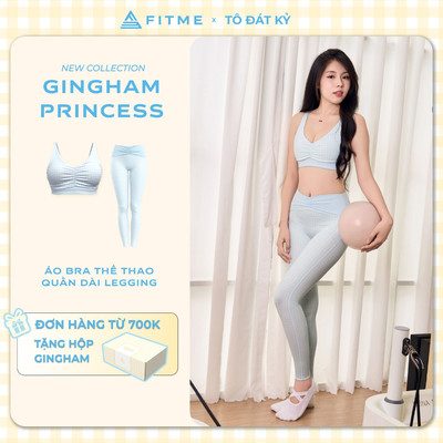 Bộ đồ tập gym pilates yoga nữ Fitme Rosy SL áo bra phối quần legging Aura SL cạp cao tôn dáng co giãn