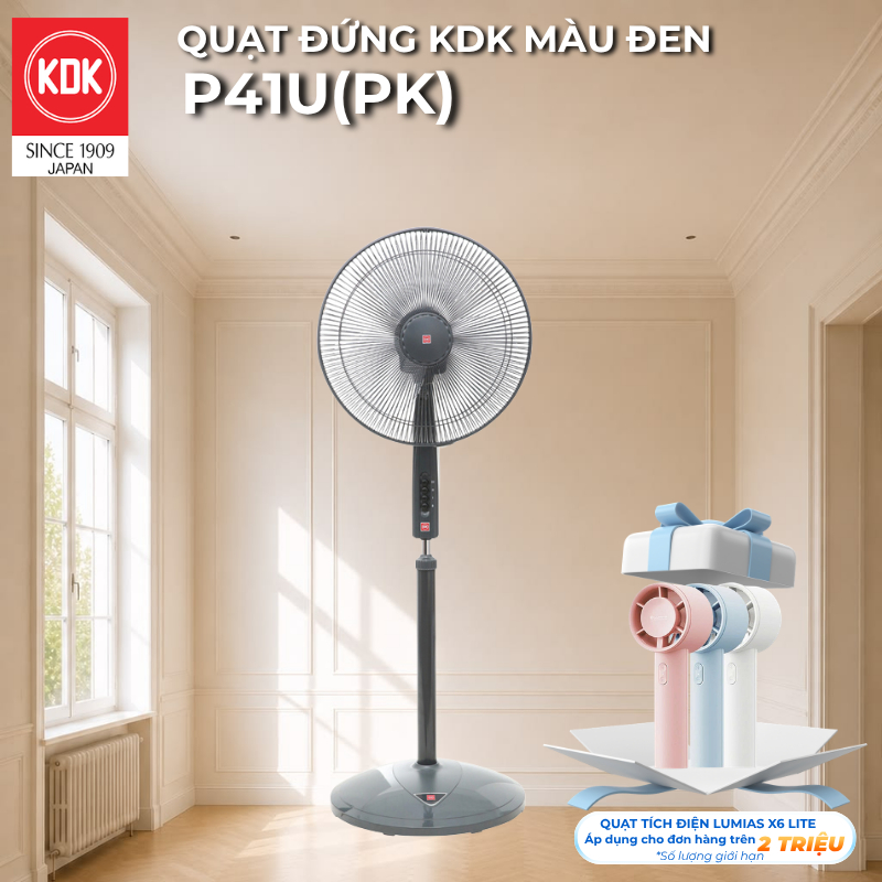 Quạt Nhật đứng KDK P41U(BK)  màu Đen - Bảo Hành Chính Hãng 2 Năm