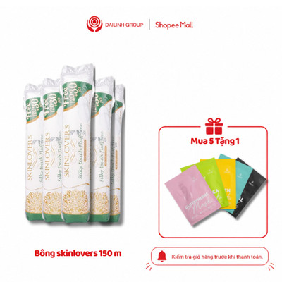(MUA 5 TẶNG 1) COMBO 5 Bông tẩy trang Skinlovers 120+30 miếng siêu mềm mịn (150 miếng x 5 gói)