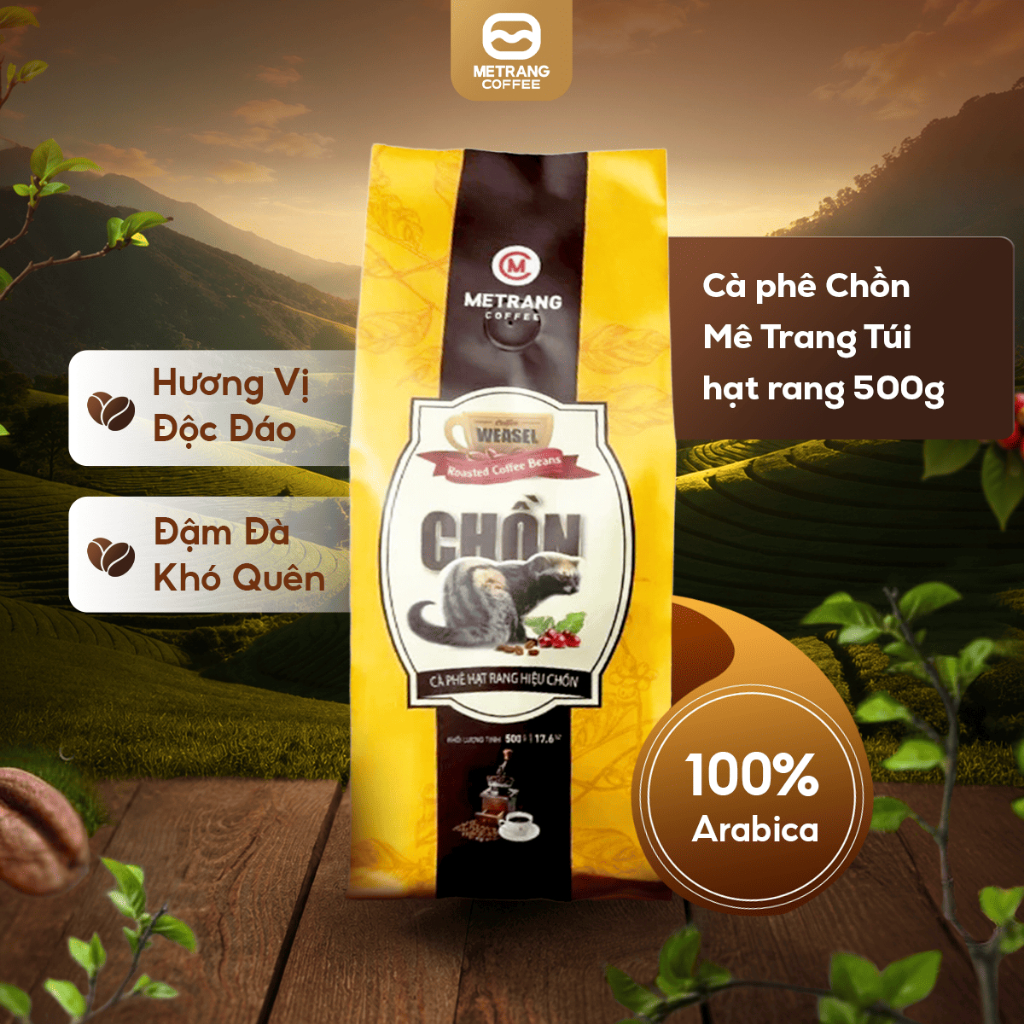 Cà Phê Chồn Mê Trang 500G Hạt Rang - Hương Khói Gỗ Độc Đáo, Đậm Đà Cao Cấp