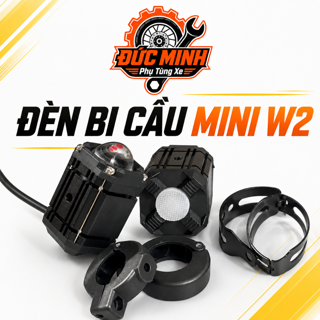 Đèn bi cầu mini W2 45W trợ sáng 3 chế độ auto passing, chip Cree XML 6000K chống nước IP68