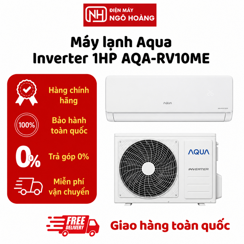 AQA-RV10ME - Máy lạnh Aqua Inverter 1HP AQA-RV10ME, điều hòa 1 chiều tiết kiệm điện làm lạnh nhanh