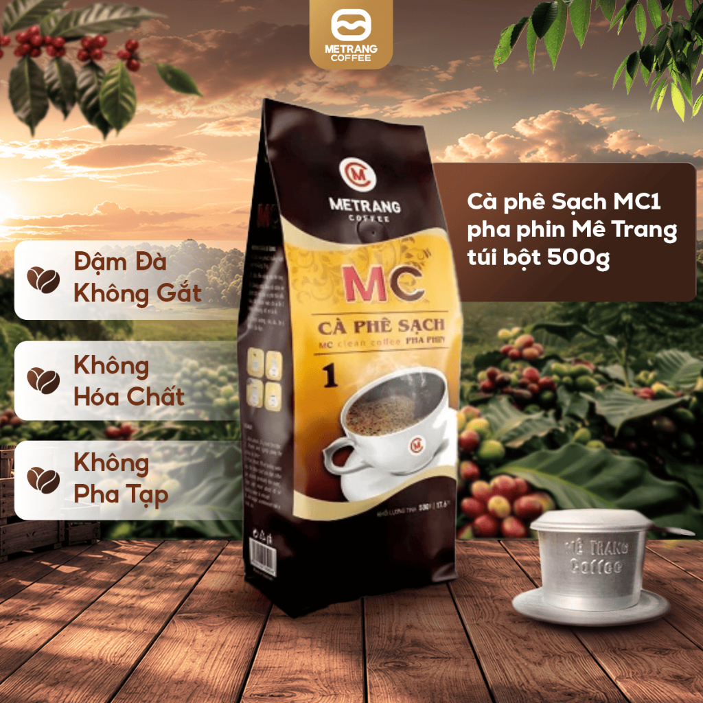 Cà phê Sạch MC1 pha phin Mê Trang - túi bột 500g