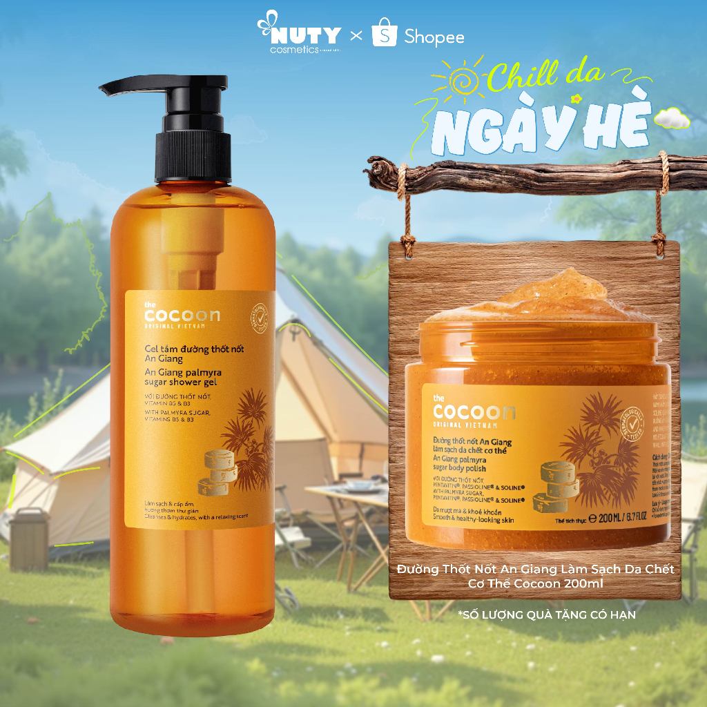 [TẶNG TTBC THỐT NỐT] Gel Tắm Cocoon Đường Thốt Nốt An Giang 500ml