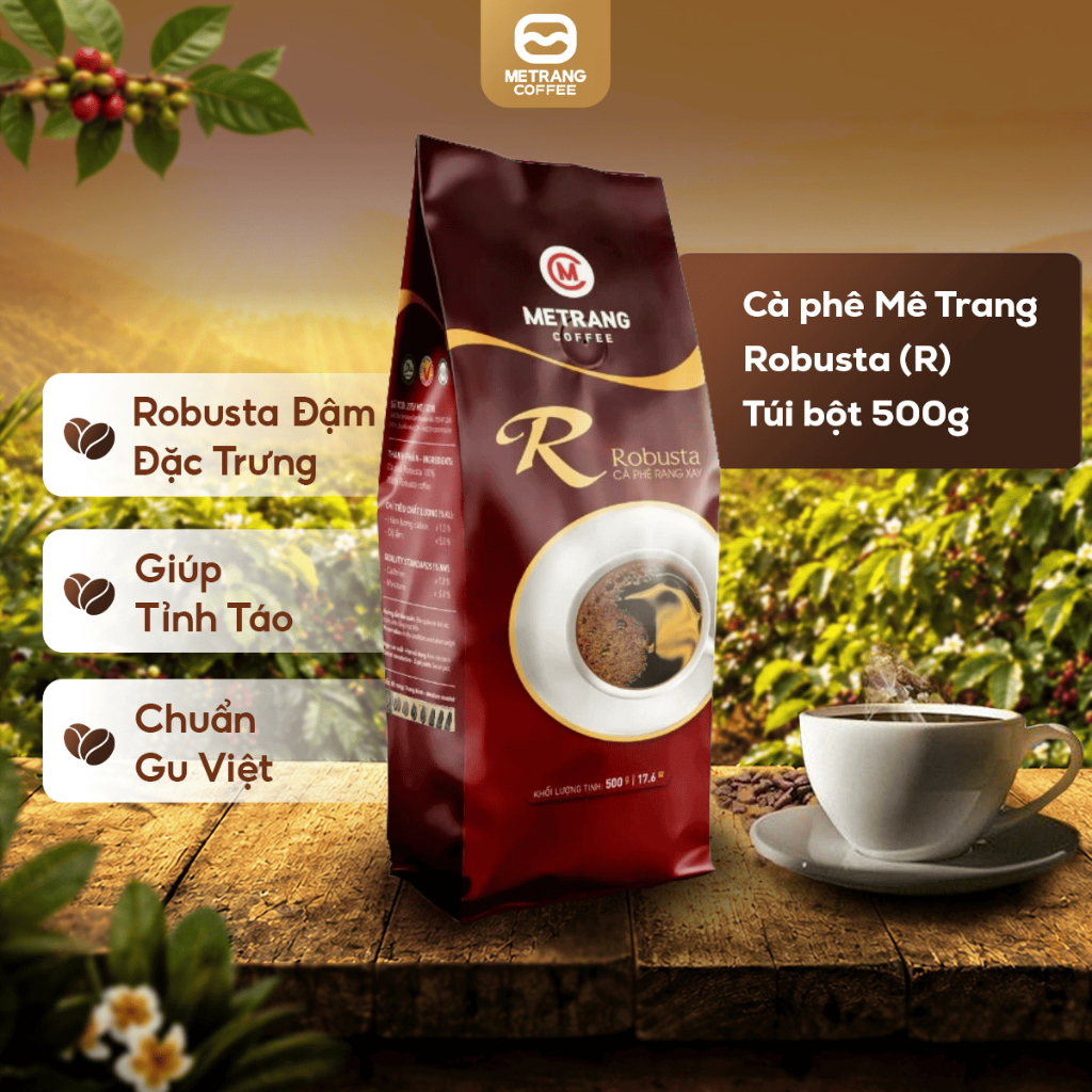 Cà Phê Robusta Mê Trang 500G - Cà Phê Rang Xay Pha Phin Đậm Đà, Thơm Mạnh, Chuẩn Gu Cà Phê Việt