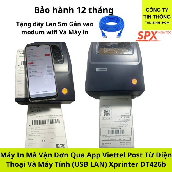 Máy In Đơn Hàng Viettel Post Qua Điện Thoại Máy Tính Xprinter Dt426b Usb Lan