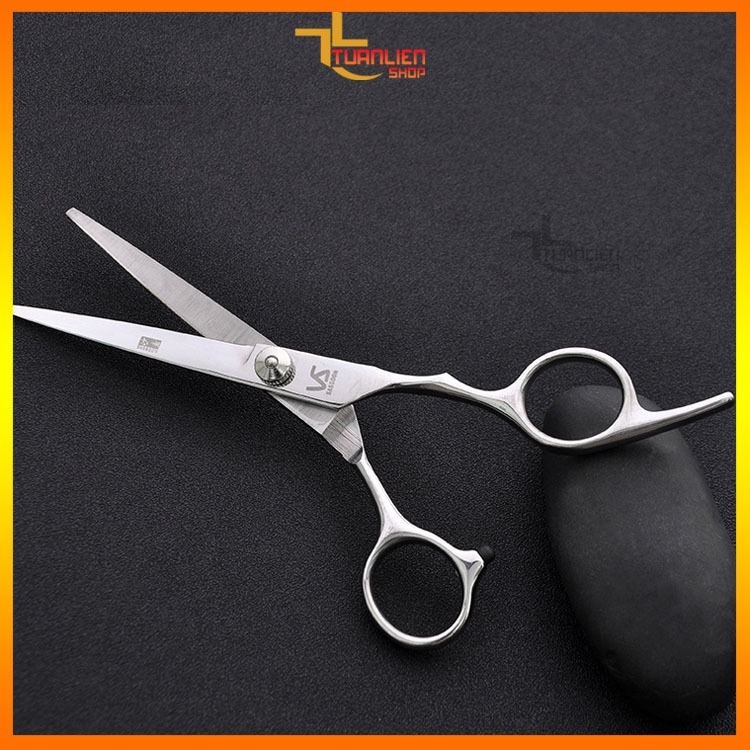 Kéo Cắt Tóc Thẳng AC02 hiệu VS - Kéo Cắt Tóc Tại Nhà Lưỡi Thẳng 6 Inch, Kéo Cắt Tóc Cho Bé + Người Lớn, Cắt Đầu Đinh Mái