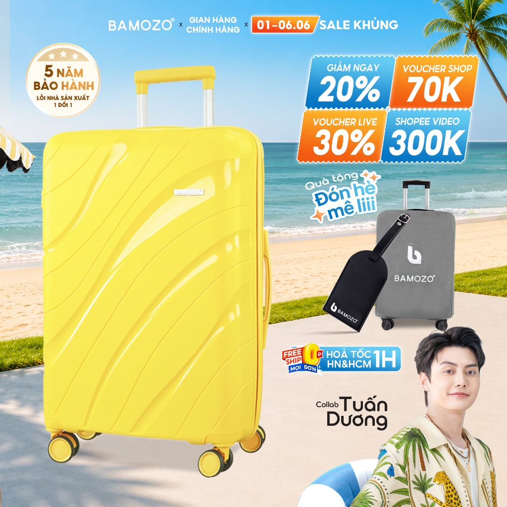 Vali Kéo Du Lịch Nancy Size 28 Bamozo, Chất Liệu PP Chịu Va Đập Tuyệt Đối, Bảo Hành 5 Năm_Nancy