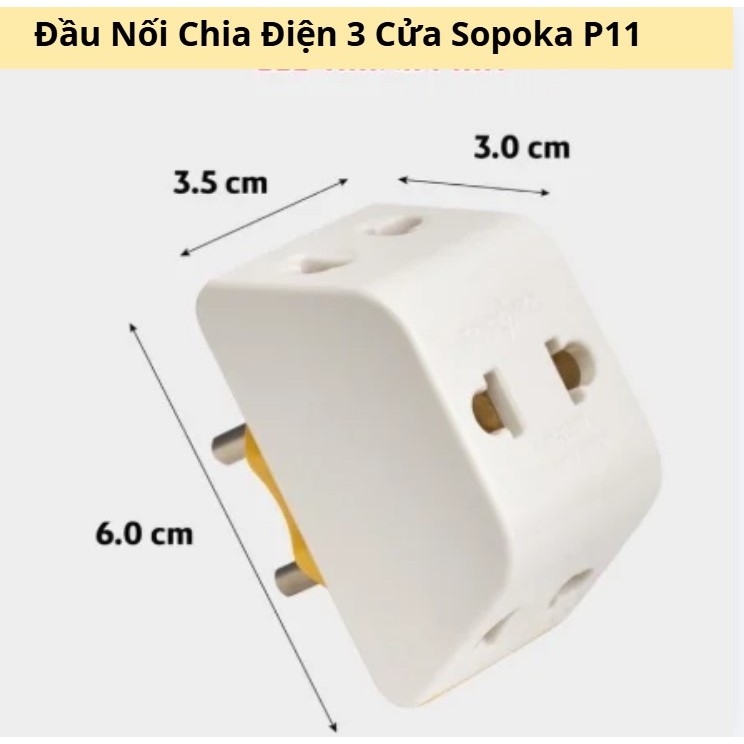 Đầu Nối Chia Điện 3 Cửa Sopoka P11 - Ổ Chia Điện 3 cửa SoPoKa.