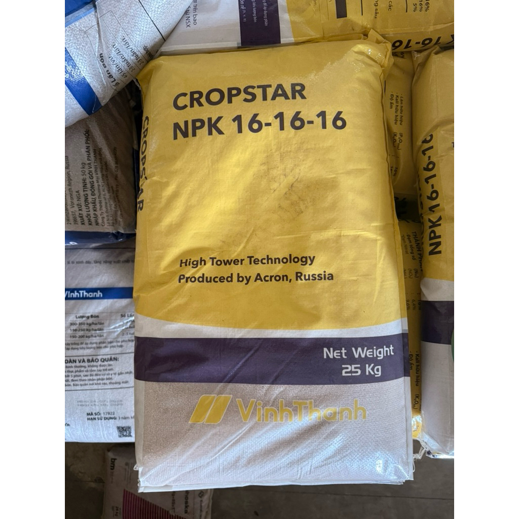 [CHÍNH HÃNG] Phân Bón NPK 16-16-16 Cropstar Vĩnh Thạnh (Bao 25kg) - Công Nghệ Tháp Cao Nhập Khẩu Nga