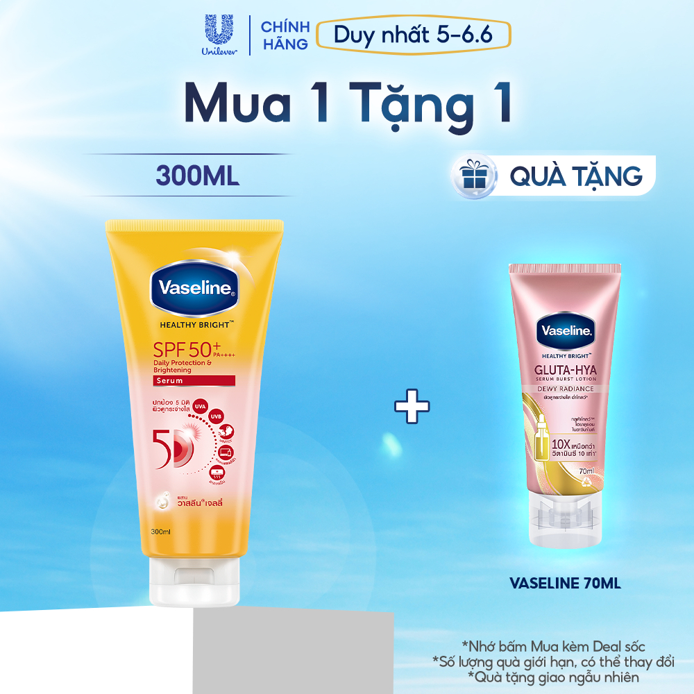 Chống nắng cơ thể Vaseline 50x bảo vệ da với SPF 50+ PA++++ giúp da sáng hơn gấp 2X 300ml | BigBuy360 - bigbuy360.vn
