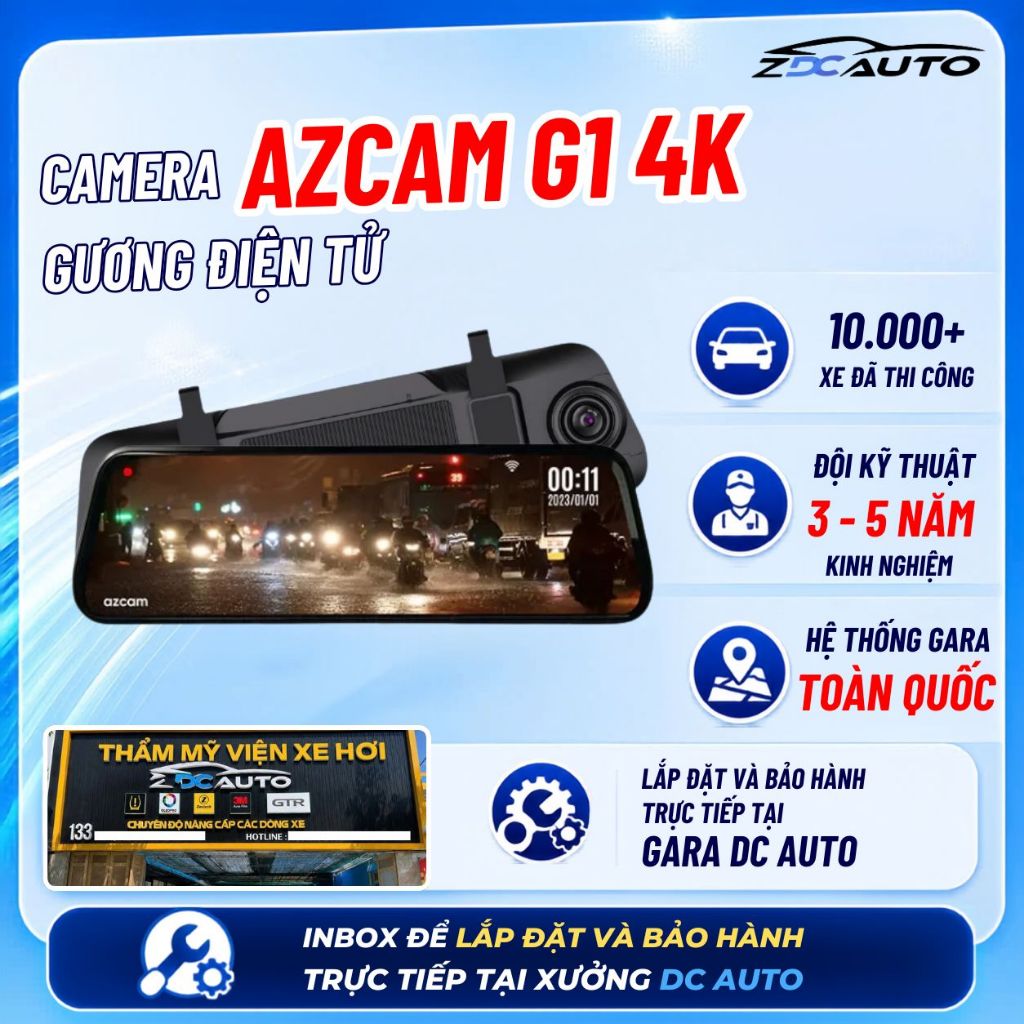 Camera Gương Điện Tử Ô Tô Azcam G1 4K - PRO - MAX Lắp Đặt Mọi Dòng Xe - Camera Hành Trình Gương Digi