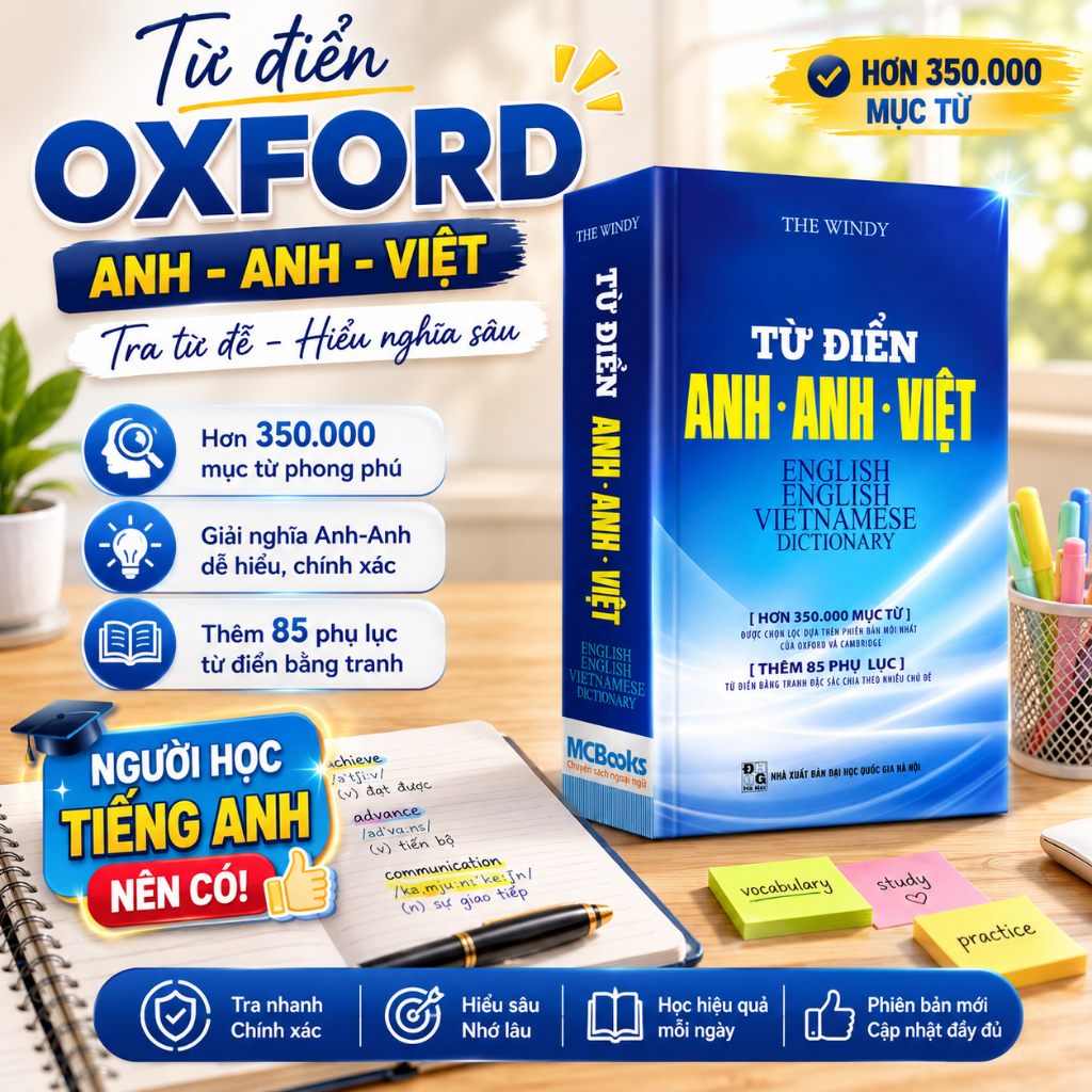 Sách Từ Điển Anh Anh Việt Phiên Bản Bìa Mềm Màu Xanh Giải Nghĩa Đầy Đủ Ví Dụ Phong Phú Bizbooks