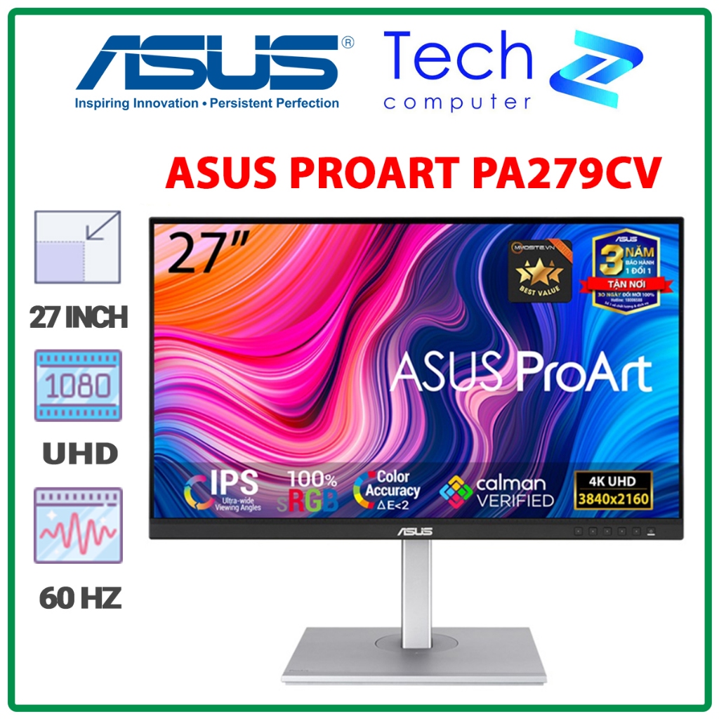 Màn Hình Đồ Họa ASUS ProArt PA279CV 27 Inch 4K IPS 100% sRGB Calman Verified Chính Hãng