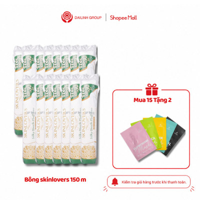 [Tặng thêm 2 mẳt nạ] Combo 15 gói bông tẩy trang Skinlovers 120+30 miếng (15 gói * 150 miếng)
