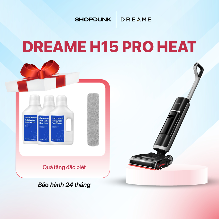 Máy Hút Bụi Lau Sàn Cầm Tay Dreame H15 Pro Heat | Điều Khiển Qua Ứng Dụng | Tự Giặt, Sấy Cuộn Lăn