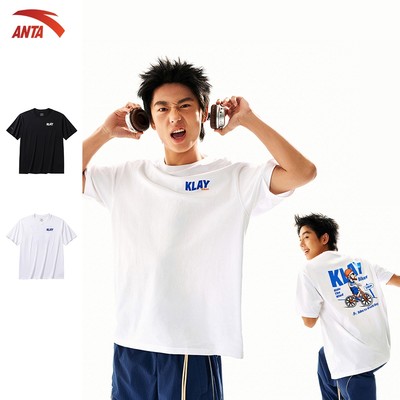 ANTA Áo Thun Nam Thể Thao Klay Thompson Limited Áo Thun Bóng Rổ Dáng Rộng, Họa Tiết Vui Nhộn 1526B1129