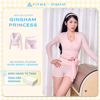 Bộ đồ tập yoga pilates nữ Fitme SL áo khoác Serene xanh pastel phối quần hồng pastel tôn dáng mềm mại