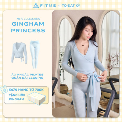 Bộ đồ tập yoga pilates nữ Fitme áo khoác Serene SL xanh pastel phối quần Aura SL mềm mại tôn dáng