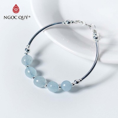 Vòng tay đá Aquamarine tự nhiên phối charm - Mẫu VC0304 - Ngọc Quý
