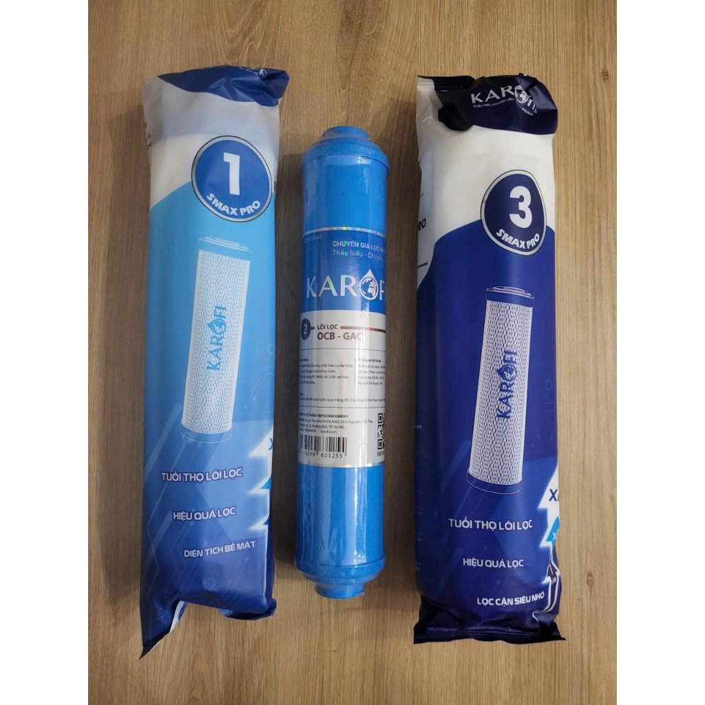 Bộ 3 Lõi Lọc 123 Karofi chính hãng - Dùng thay cho máy E8RO , E9RO , B930 ,N-e118