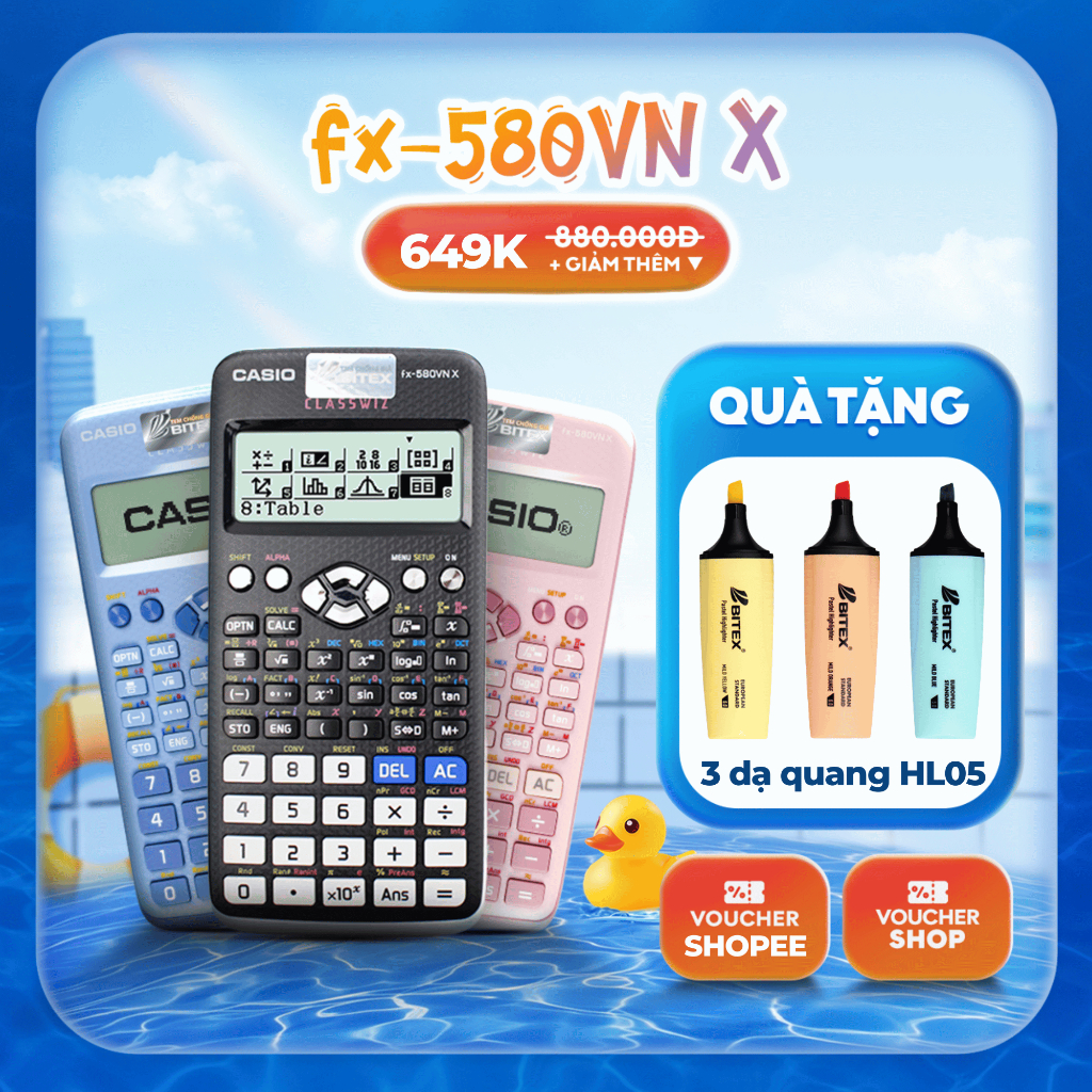 [CB] Máy Tính Casio FX-580VN X (Hàng Chính Hãng) - 521 Tính Năng, Được Mang Vào Phòng Thi, Trợ Thủ Đ