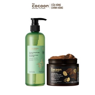 [MUA 2 GIẢM 42%] Combo Gel tắm khuynh diệp bạc hà 500ml + 1 Cà phê Đắk Lắk làm sạch da chết cơ thể Cocoon 200ml