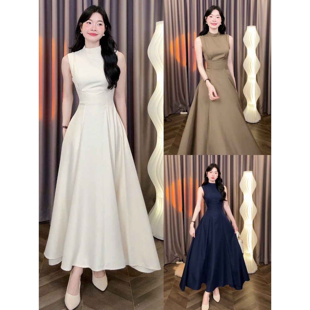 [Đ.42-T] Đầm Cổ Trụ Thiết Kết Nhiều Mảnh Thanh Lịch Sang Trọng (Có Túi) Women Top Dress | Tũm Clothi