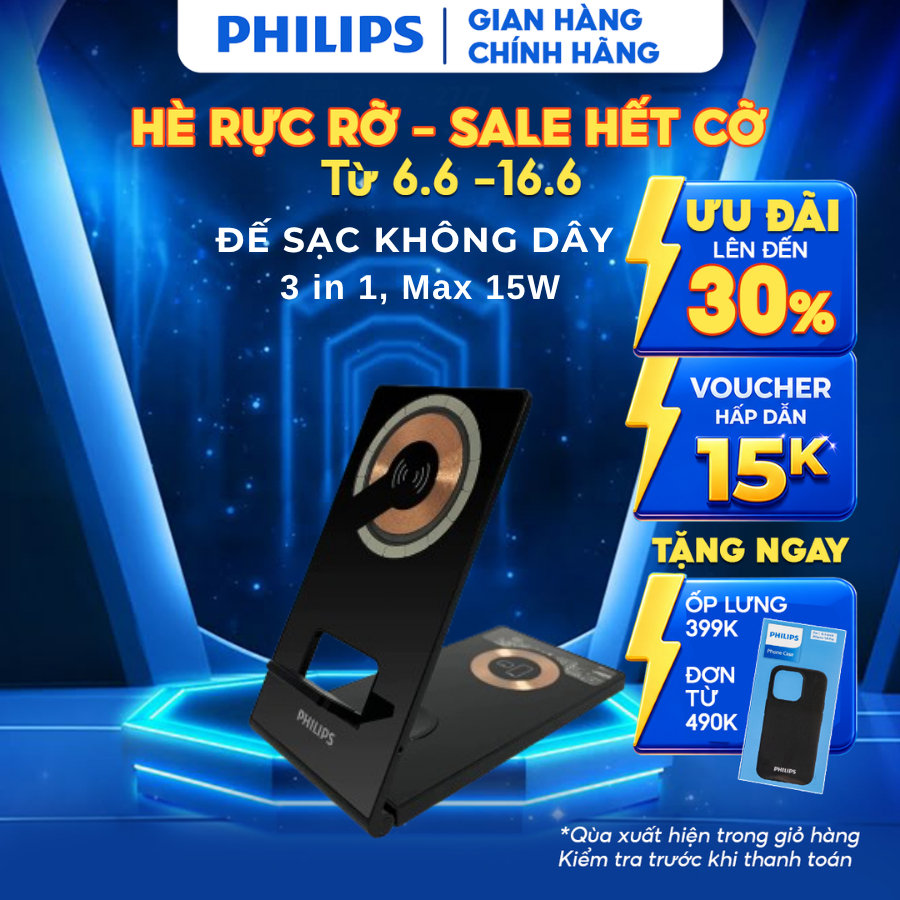 Sạc không dây Philips DLP9340 Foldable, 3-in-1, Magnectic Wireless Charger