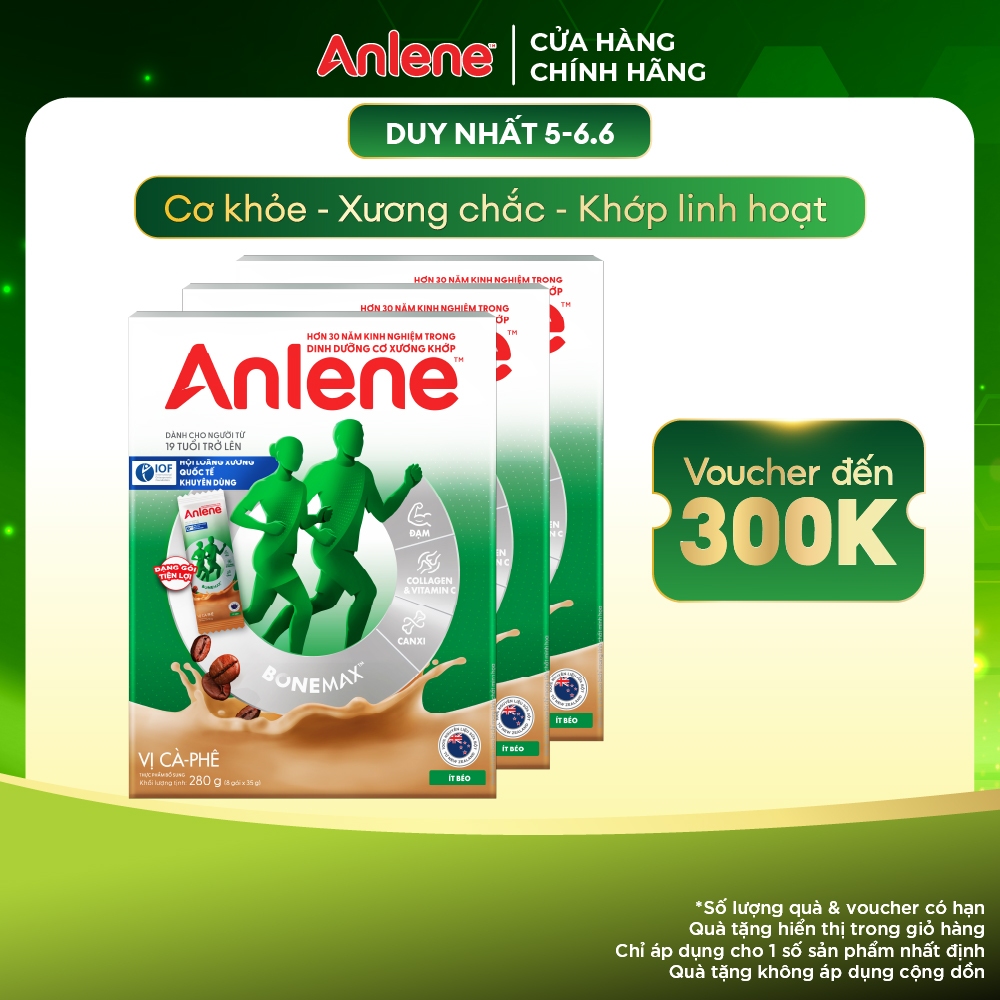 Combo 3 Sữa bột Anlene cà phê hộp 280g