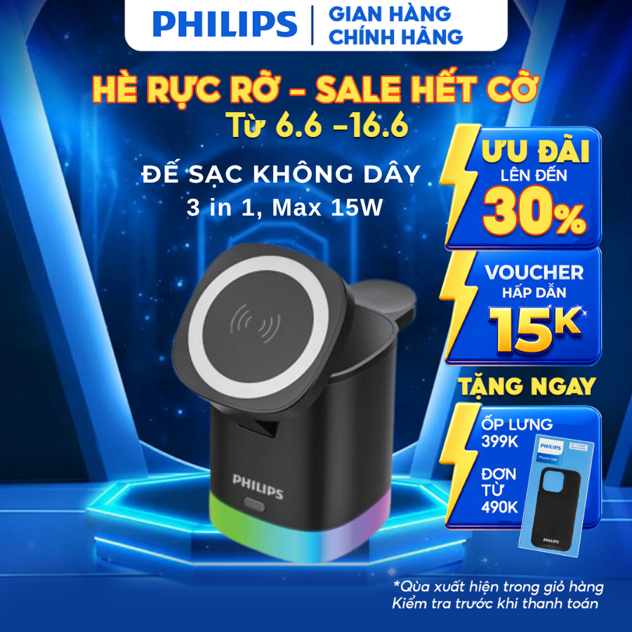 Đế Sạc không dây 3 in 1 Philips Charger stand - DLP8430