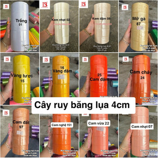 [ R603 ] Sỉ cây ruy băng lụa trơn 4cm ( cây 5 cuộn), ruy băng lụa satin bản 4cm làm hoa hồng, gói quà, làm nơ, trang trí