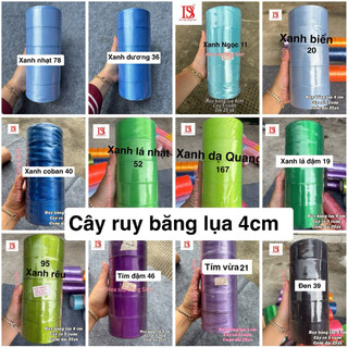 [ R603 ] Sỉ cây ruy băng lụa trơn 4cm ( cây 5 cuộn), ruy băng lụa satin bản 4cm làm hoa hồng, gói quà, làm nơ, trang trí