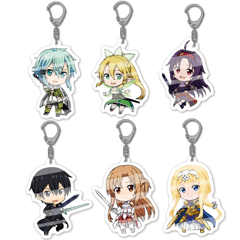 Móc khóa Fashion Anime Sword Art Online Keychain Kirito Asuna Yuuki Asuna Asada Shino Q Version Arcy