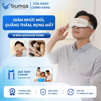 Máy Massage Mắt Nóng Lạnh BUMAS M24 - Giảm Khô, Nhức Mỏi, Quầng Thâm - Kết Nối Bluetooth Nghe Nhạc