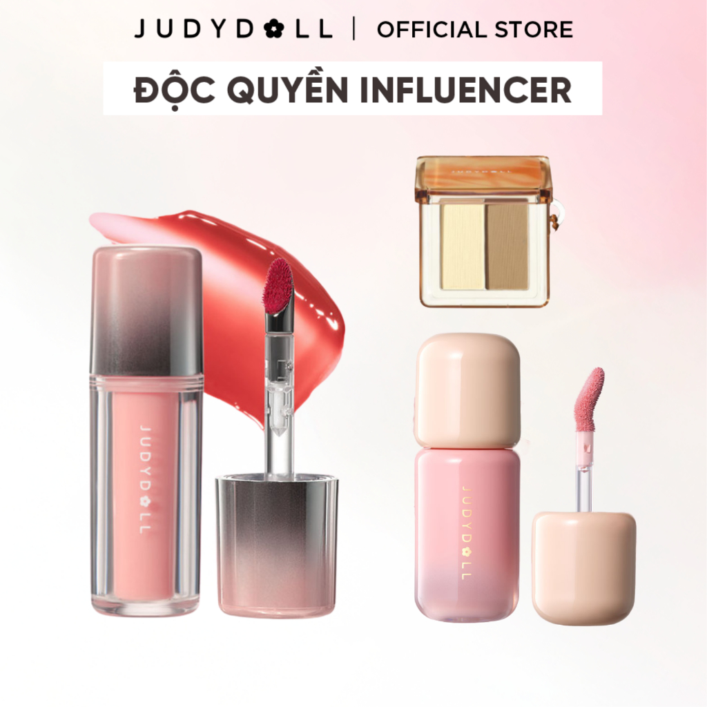 [LUCIE] Combo 3: Má hồng kem Blush Lotion & Son bóng đầu sắt nhung Dual Flash & Bảng tạo khối Mini H