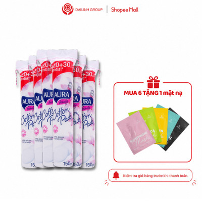 Combo 6 Bông tẩy trang Ipek siêu mềm mịn phân loại 150 miếng x 6 gói thấm hút nhanh