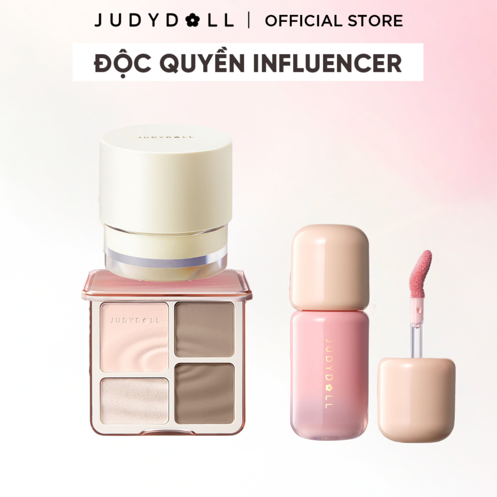 [LUCIE] JUDYDOLL Combo 3: Má hồng kem Blush Lotion & Bảng tạo khối Highlight Contour Palette & Kem l