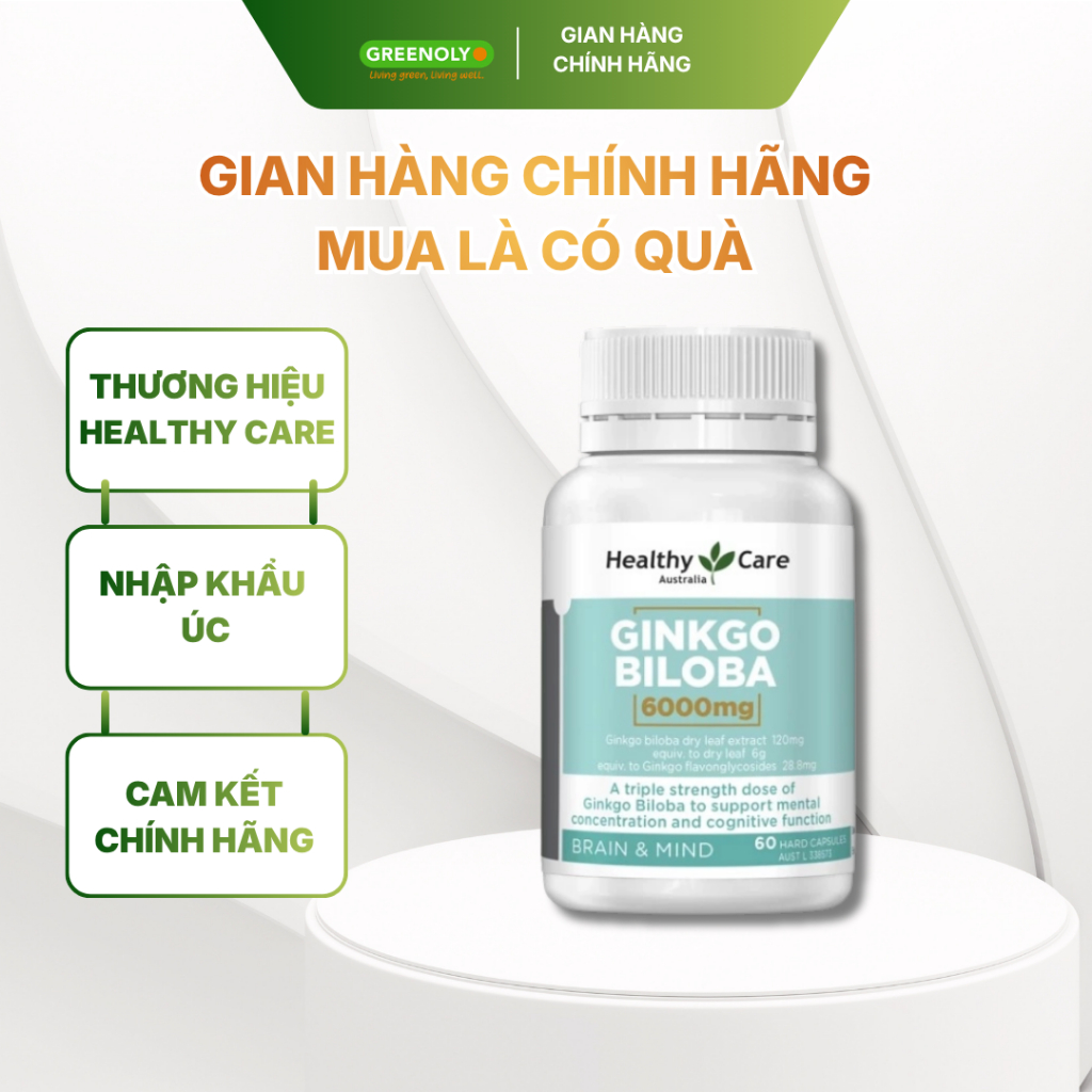 Viên Uống Bổ Não  Healthy Care Ginkgo Biloba 6000mg 60 Viên